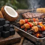 Coconut charcoal briquettes with even burning