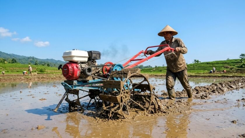 mengatasi traktor selip di sawah