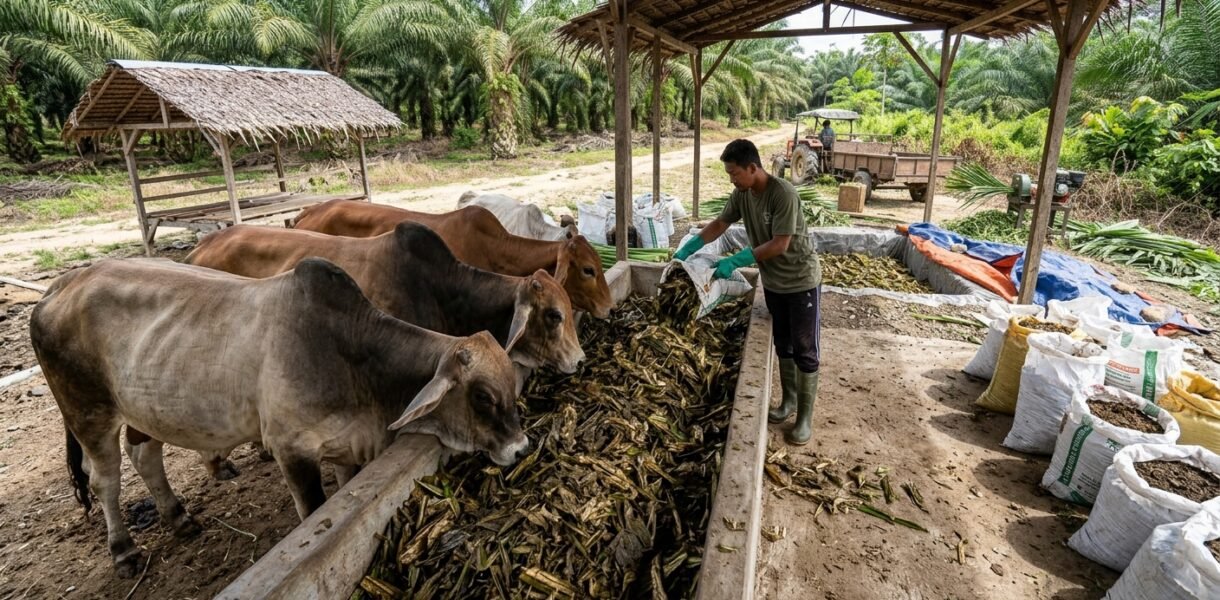 campuran pelepah sawit untuk pakan