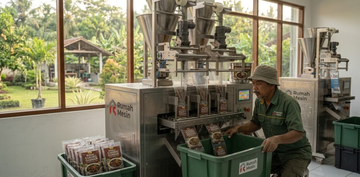 takaran bubuk dalam kemasan sachet