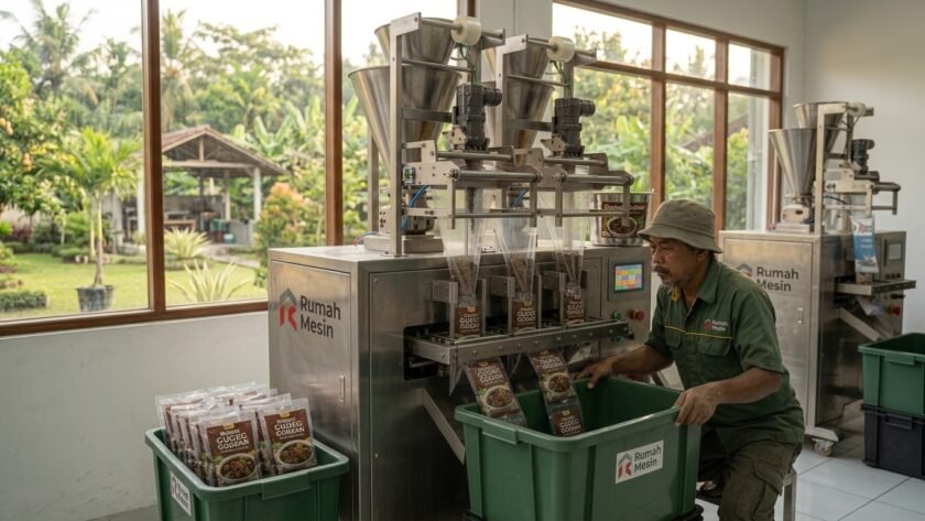 takaran bubuk dalam kemasan sachet